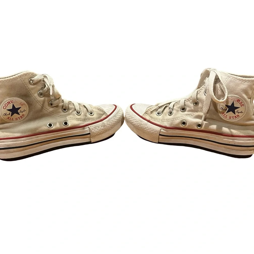 Converse White High-Top Sneakers with Canvas Material and Rubber Sole